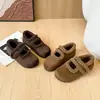 Outono/Inverno 2026 Novos Sapatos Mary Jane Birkenstock de Pelúcia Retrô Femininos Planos com Velcro Pelo Sapatos Individuais 8317-16