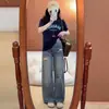 Jeans retro rotos para mujer, estilo fino de verano 2026 modelo nuevo, corte recto ancho holgado petite, pantalones de pierna ancha rectos de cintura alta adelgazantes