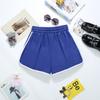 Shorts Deportivos Azules Holgados para Mujer Verano Delgados Estilo Americano Pantalones Triples para Casa Fitness Casual Pierna Ancha 9112