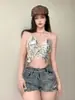 648 # Ropa de Verano Sexy para Mujer de Club Nocturno Shorts de Mezclilla de Cintura Alta con Letras y Jeans Rotos para Lucir Delgada