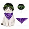 Fantasias de Halloween para Pets Gato Engraçado Peruca Explosão Pet Lenço Triângulo Estampado Babador Festa
