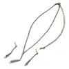Conjunto de Collar y Pendientes de Aleación Transfronterizos para Novia, Boda Simple y Versátil, Lujoso y Lujo Ligero, Cadena con Pedrería Set