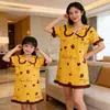 Bata de Noche de Verano para Niños Niñas Algodón Peinado Cuello de Princesa Niñas Ropa de Casa Pijamas para Bebés Niñas