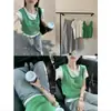 Principios de Otoño Verde Chaleco Cuello U Chaleco de Punto Top sin Mangas Superpuesto para Mujer Primavera y Otoño