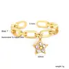 Anillo Ajustable de Estrella y Diamante Popular de Moda Europea y Americana Lujo Accesible Acero Inoxidable Estilo Simple Anillo de Nicho para Mujeres