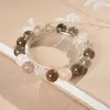 Pulseira de Cristal com Cabelo Colorido Artificial, Pulseira Versátil de Contas Retrô, Toque de Luxo Leve e de Alta Qualidade, Joia de Amizade