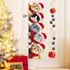Lindo Gato Navideño de Dibujos Animados, Pegatina Autoadhesiva para Puerta de Navidad, Pegatina Decorativa Removible para Puerta de Dormitorio y Pared, Ambiente Festivo