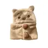 Gorro bufanda de cuello lindo para bebé de otoño e invierno, conjunto versátil de felpa con protección para las orejas de oso de dos piezas para niños pequeños y niños
