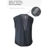Chaleco Deportivo Transpirable de Hombro Ancho Gris Oscuro Seda de Hielo Secado Rápido Sin Mangas Camiseta para Correr de Noche y Entrenamiento de Fitness