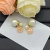 Pendientes Dijia 2025 de Resina Vintage con Letras de CD para Mujer con Agujas de Plata, Estilo de Lujo de Alta Gama, Pendientes de Perlas Grandes y Pequeños