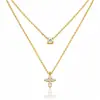 Collar Cruz Dorado Transfronterizo 2026 para Mujer, Estilo Hip-Hop Europeo y Americano, Cadena Versátil para Clavícula, Joyería de Regalo