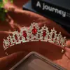 Diadema Corona de Princesa Rosa con Pedrería de Aleación para Boda, Cumpleaños y Fiestas