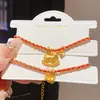 Pulsera de Calabaza Poni Corazón de Zirconia Bañada en Oro Real de 24 Quilates Nueva Chinoiserie Retro Versátil Lujo Accesible Joyería de Mano de Gama Alta