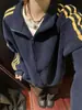 Moletom cardigã listrado moderno estilo americano transfronteiriço para homens, jaqueta casual vintage com zíper e gola alta