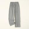 Pantalones de pijama de algodón fino de doble capa de gasa, color liso simple, unisex, para primavera y verano, pantalones largos para casa con bolsillos