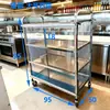 Carro pequeño para restaurante de hotel, carrito de platos de acero inoxidable de tres, cuatro o cinco niveles, carrito de servicio y estante de servicio elevado para restaurantes