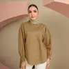 M211 Amazon LAZADA Shopee Sudeste Asiático popular camisa de mujer con empalme de bolsillo, talla grande, corte holgado, camisa de color liso