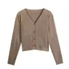 Cardigã de malha com fio de núcleo para mulheres, novo estilo coreano, caimento solto, top cardigã curto casual com decote V
