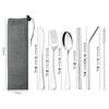 Conjunto de Talheres de Aço Inoxidável 1010 Palha Faca Garfo Colher Hashi Conjunto de Sete Peças Camping ao Ar Livre Viagem Talheres Portáteis
