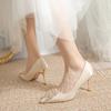 Zapatos de Boda Puntiagudos para Mujer 2025 Nuevos Zapatos Principales para Vestido de Boda Zapatos de Novia Se Pueden Usar Habitualmente Zapatos de Dama de Honor Tacones Altos de Pedrería Francesa