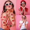 Pegatinas de Tatuaje de Labios Rojos de Corazón de Nuevo Estilo Transfronterizas, Pegatinas de Beso de Rosa Multicolores Sexy de Gama Alta para el Día de San Valentín, Personalizadas