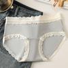 2025 Nueva Encaje Algodón Entrepierna Extendida Algodón Puro Ropa Interior para Mujer Bragas de Chica Pura Deseo Blanco Avena