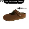 En stock~ Mocasines de cuero sin talón con suela gruesa estilo Birkenstock, zapatos cómodos, medias pantuflas cerradas para mujer