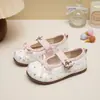 Zapatos Mary Jane para Niñas Otoño Lazo Suela Suave Zapatos de Princesa Zapatos Bajos Individuales para Niños Zapatos de Cuero Rosa 6-12 Años