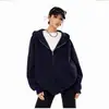Estilo Nuevo Otoño/Invierno 330G Peso Pesado Color Sólido Con Capucha Versátil Casual Sudadera Corta Chaqueta con Doble Cremallera En Stock Venta al por Mayor