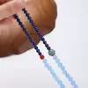 Pulsera de Doble Círculo de Lapislázuli Tendencia en Tiktok, Calcedonia Azul Floral Esmaltado Cloisonné, Nueva Pulsera Estilo Chino, Regalo de Templo y Complejo de Templos