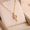 Amor à Primeira Vista Colar de Aço Titânio Design de Nicho Feminino Senso Trendy Pingente de Zircônia Microincrustada Aço Titânio Tom de Vibração Acessórios Rápidos para Mãos