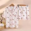 Yunduo Algodón Pijama Nuevo de Verano para Mujer Manga Corta Shorts Estampado Dulce de Dibujos Animados Se Puede Usar Fuera Ropa de Casa Traje para Niñas