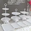 Arranjo de Aniversário Decoração de Mesa de Sobremesas Enfeites Prateleira de Exibição de Casamento Mesa de Festa Bandeja de Bolo de Plástico Suporte para Lanches