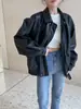 Otoño 2026 Chaqueta Abrigo de Cuero Versátil Simple Unisex Estilo Coreano Retro Elegante Holgada Chaqueta de Cuero para Motociclista Moderna