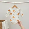 Mameluco de algodón puro para bebé 2026 otoño cómodo de manga larga mameluco ropa de bebé para niños y niñas dibujos animados súper lindo atuendo para gatear