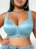 Sujetador push-up de tela brillante transfronterizo de cierre frontal para mujer, talla grande, sin varillas, soporte lateral, anti-flacidez, elevador, estilo europeo y americano
