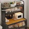 Estante de almacenamiento para cocina, aparador con armario de almacenamiento, horno de piso multicapa, microondas, estante de almacenamiento para electrodomésticos, armario de almacenamiento para platos