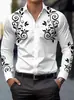 Camisa Masculina 2026 Luxo Leve Padrão Dourado Barroco Manga Longa Masculina Camisa Casual de Negócios com Estampa Floral Retrô