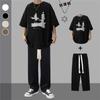 Terno de Manga Curta para Meninos, Conjunto Esportivo Ins de Duas Peças, Camiseta e Calça, Terno Casual Fino Masculino