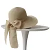 Sombrero de Paja Tejido de Ala Ancha para Protección Solar de Verano Transfronterizo Sombrero de Playa con Lazo para Vacaciones en la Costa Sombrero para el Sol para Mujeres