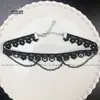 Novo Colar Gargantilha Sexy de Renda Dourada e Prateada Corrente de Diamante Preto Colar Estilo Harajuku Colar
