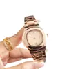 Reloj con correa de aleación bicolor oro rosa y plata, esfera de nácar blanco, reloj de cuarzo versátil para mujer, venta al por mayor transfronteriza