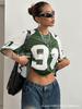 Moda verão 2025 europeia e americana, nova, hot girl, estampa digital, solto, gola redonda pequena, manga curta, costura, top