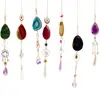 Ágata Natural Gravilla Cristal Colgante Pequeño Encanto Campana de Viento Hecha a Mano Colgante para Jardín Interior Adorno de Bola de Cristal