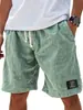 2026 Nuevos Pantalones Cortos de Lino de Color Sólido Bordados con Etiqueta Negra y Cordón para Hombre, Verano, Holgados, de Playa