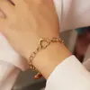 Lele Jewelry Pulsera Colgante de Amor Más Vendida en Amazon Europeo y Americano Joyería de Mano Simple Dorada de Acero Inoxidable Linda y Dulce