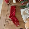 Meias Femininas Versáteis com Laço Vermelho, Outono e Inverno, Bolinhas, Ano do Zodíaco, Moda Festiva, Meia Cano Médio de Algodão Sem Costura