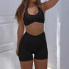 Kaikuo Roupa Feminina Conjunto de Shorts de Alta Elasticidade com Top Cropped de Gola Halter Estilo Esportivo Yoga Europeu e Americano Transfronteiriço 2026 Verão Amazon