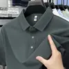Camiseta de Manga Curta 7A de Seda Gelada para Homens, Novo Estilo de Verão Casual para Homens de Meia-Idade e Idosos, Camisa Polo de Alta Qualidade
