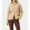 GB PedidoSuéter de Cachemir Simple Premium de Manga Larga y Cuello Alto Otoño e Invierno Cardigan de Punto con Cremallera para Mujer
